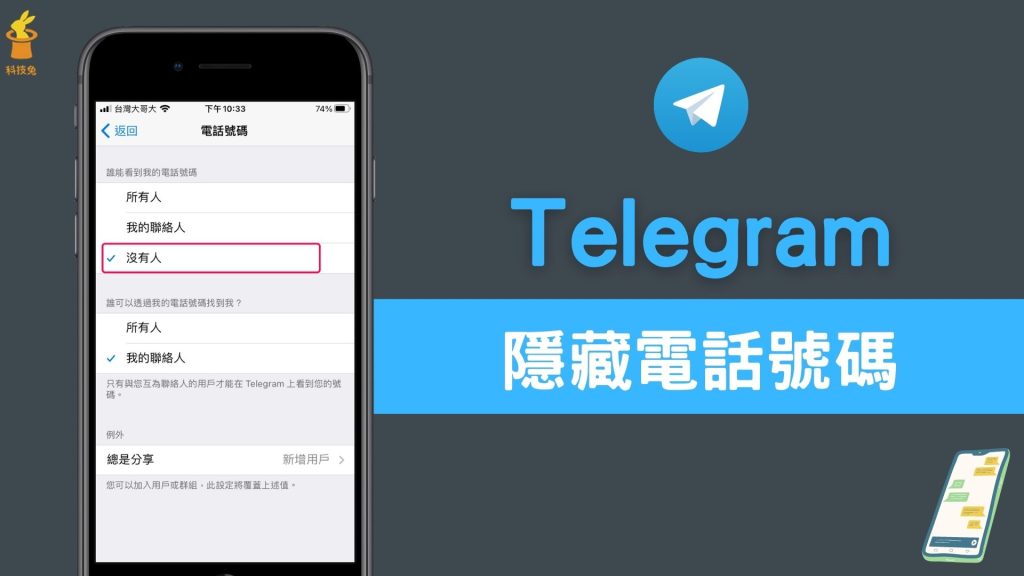 如何在Telegram里不让陌生人看到手机号？